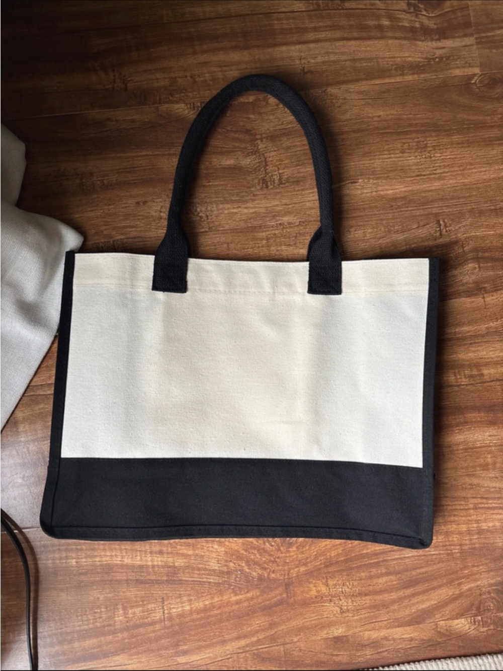Canvas Tote Bag with Black Trim - Classic Two-Tone